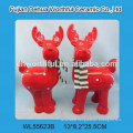 Handmade red ceramic reindeer christmas decoration for promotion